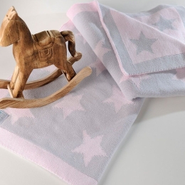 Κουβέρτα Βρεφική Star 254 Grey-Pink Down Town Κούνιας 90x120cm 100% Βαμβάκι
