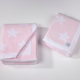 Κουβέρτα Βρεφική Star 254 Pink-White Down Town Κούνιας 90x120cm 100% Βαμβάκι