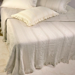 Κουβέρτα Με Βολάν ΣΧ.454 Beige Down Town Υπέρδιπλo 230x260cm 100% Βαμβάκι