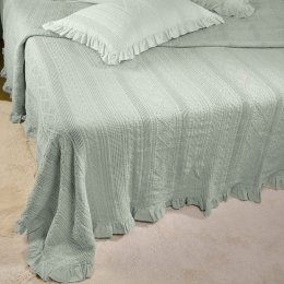 Κουβέρτα Με Βολάν ΣΧ.454 Aqua Down Town Υπέρδιπλo 230x260cm 100% Βαμβάκι