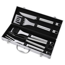 Εργαλεία Barbeque Σε Κασετίνα (Σετ 5 Τμχ) V0184 Inox-Black Kaiser Ανοξείδωτο Ατσάλι