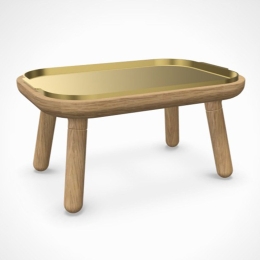 Τραπεζάκι Χαμηλό Paff 5610C5610-1C5619 50x35x27cm Oak Plated Brass Umage