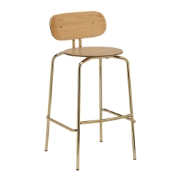 Σκαμπό Μπαρ Curious 5918-1 49.5x52x98.7cm Brass Natural