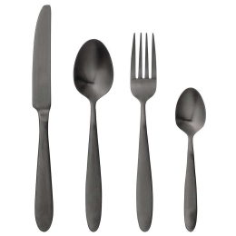 Μαχαιροπίρουνα Frea (Σετ 4Τμχ) 21150001 22,5/20/19,4/14,5cm Black Bloomingville 4 τμχ Ανοξείδωτο Ατσάλι