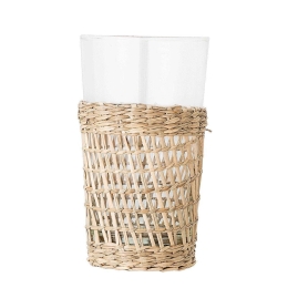 Ποτήρι Με Θήκη Daphne 82047210 325ml Clear-Natural Bloomingville Γυαλί,Seagrass