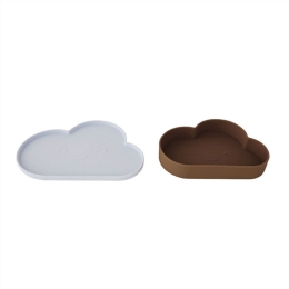 Πιάτο Και Μπωλ Σιλικόνης Chloe 53-107181 (Σετ 2τμχ) 23,5x16cm,19,5x13,3cm White-Brown Oyoy 2 τμχ Σιλικόνη