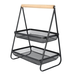 Φρουτιέρα 2 Επιπέδων Gridio 207235 51x38x25cm Black Μέταλλο