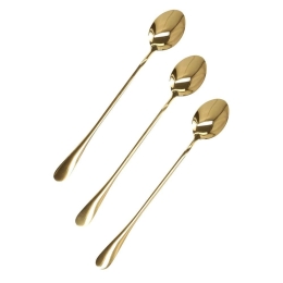 Κουταλάκι Καφέ Stilo (Σετ 3Τμχ) 209493 19cm Gold Ανοξείδωτο Ατσάλι