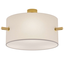 Φωτιστικό Οροφής - Πλαφονιέρα Camden 608300308 3xE27 40W Φ50cm 35cm Brass Mat-White Trio Lighting Μέταλλο,Ύφασμα