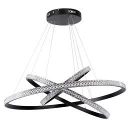 Φωτιστικό Οροφής Diamond Trio 61138-Deco Led 120W Φ40+60+80cm Black GloboStar Αλουμίνιο