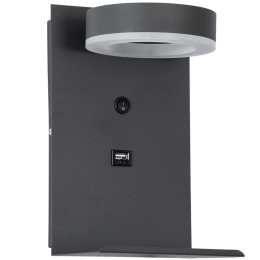 Φωτιστικό Τοίχου - Απλίκα Με Φορτιστή Usb Crown 61372 15x15x23cm Led 550lm 5W 4500K Anthracite Globostar