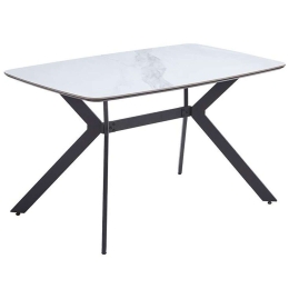 Τραπέζι 635-124-002 160x90x75cm White-Black Πέτρα,Μέταλλο