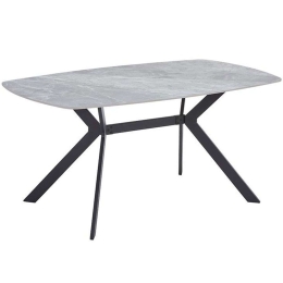 Τραπέζι 635-124-003 130x80x75cm Grey-Black Πέτρα,Μέταλλο