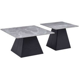 Τραπέζια Σαλονιού (Σετ 2Τμχ) 638-124-007 80x80x43/60x60x48cm Grey