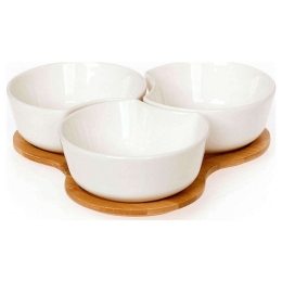 Ορντεβιέρα 3 Θέσεων Με Βάση Bamboo 65.000.141 White-Natural Cryspo Trio Πορσελάνη