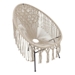 Πολυθρόνα Κήπου Macrame Havvana 725-124-001 72x92x86cm Beige-Black