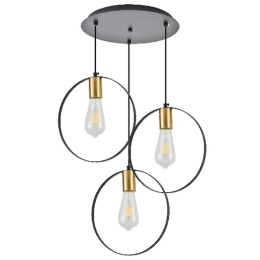 Φωτιστικό Οροφής Hoop 77-8203 3xE27 60W Brass-Black Homelighting Μέταλλο