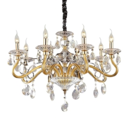 Φωτιστικό Οροφής-Πολυέλαιος Negresco 087764 73,5x80/155cm 8xE14 40W Gold Ideal Lux