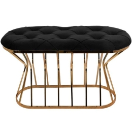 Σκαμπό Lithos 825-123-011 90x38x53cm Black-Gold