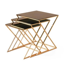 Τραπεζάκια Ζιγκόν (Σετ 3Τμχ) 825-124-02543x43x54cm Gold