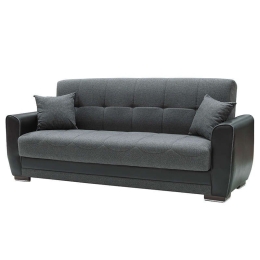 Καναπές 3Θέσιος Vera 222x89x84cm Grey-Black 828-82-052 Τεχνόδερμα,Ύφασμα