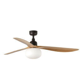 Ανεμιστήρας Οροφής Outwood L 34360-11L 1XE27 IP44 D150cm Dark Brown-Oak Faro Barcelona