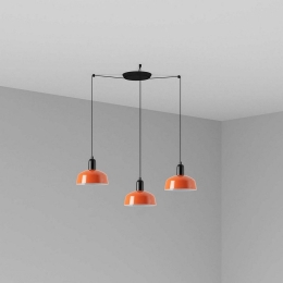 Φωτιστικό Οροφής Κρεμαστό Tatawin Metal S 20340-143-3L 3xE2 Black-Reddish Orange Faro Barcelona