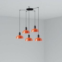 Φωτιστικό Οροφής Κρεμαστό Tatawin Metal S 20340-143-5L 5xE27 Black-Reddish Orange Faro Barcelona