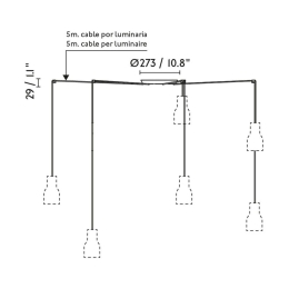 Φωτιστικό Οροφής Κρεμαστό Tatawin Metal S 20340-142-5L 5xE27 Black-Greyish Blue Faro Barcelona