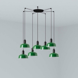 Φωτιστικό Οροφής Κρεμαστό Tatawin Metal S 20340-144-7L 7xE27 Black-Green Faro Barcelona