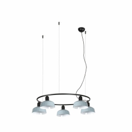 Φωτιστικό Οροφής Κρεμαστό Tatawin Circular Metal S 5xE27 Black-Greyish Blue Faro Barcelona