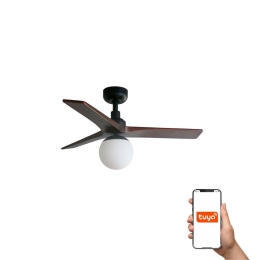 Ανεμιστήρας Οροφής Klim S 34278WT-11L Tuya Smart D92,5cm 1xE27 Black-Dark Walnut Faro Barcelona