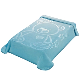 Κουβέρτα Βρεφική Βελουτέ Ανάγλυφη Kids Colour Light Blue Mora Κούνιας 110x140cm Ακρυλικό-Πολυέστερ