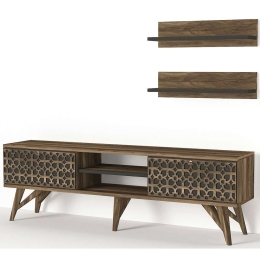 Σύνθεση Τηλεόρασης Fina 804TRH3017 150x29,5x45,5cm Walnut-Anthracite