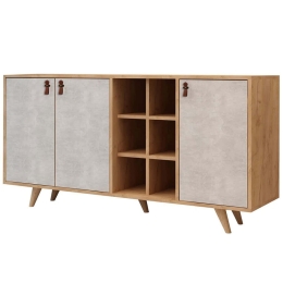 Μπουφές Prilika 811MDD3407 140x40x89cm Oak-White Μοριοσανίδα,Ξύλο