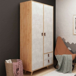 Ντουλάπα Δίφυλλη Suwon 811MDD4902 100x52x190cm Oak-Grey Δίφυλλη