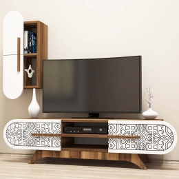 Σύνθεση Τηλεόρασης Defne 845HCT3022 145x35x37cm Walnut-White
