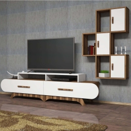 Σύνθεση Τηλεόρασης Flora 845HCT3034 205x36,8x50cm Walnut-White