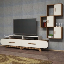 Σύνθεση Τηλεόρασης Flora 845HCT3035 205x36,8x50cm Walnut-Cream