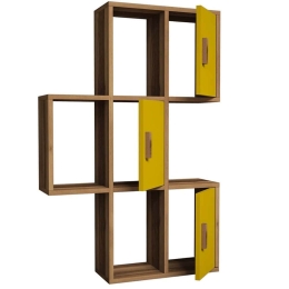 Ραφιέρα Τοίχου Flora 845HCT1603 50x20x112,6cm Walnut-Yellow