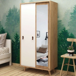 Ντουλάπα Δίφυλλη Yahha 811MDD4906 100x60x190cm Oak-White Two Door
