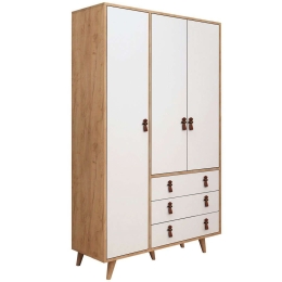 Ντουλάπα Τρίφυλλη Franky 811MDD4907 120x52x187cm Oak-White Τρίφυλλη