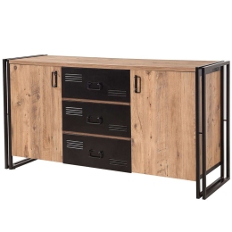 Μπουφές Cosmo Rio 863SPH3907 160x45x80cm Pine-Black Μελαμίνη,Μέταλλο