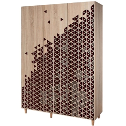 Ντουλάπα Τρίφυλλη Mode 863SPH4210 135x52x192cm Oak-Red Τρίφυλλη