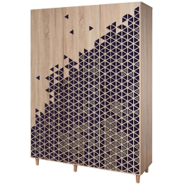 Ντουλάπα Τρίφυλλη Mode 863SPH4211 135x52x192cm Oak-Blue Τρίφυλλη