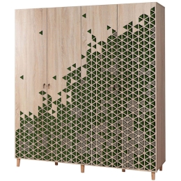 Ντουλάπα Τετράφυλλη Imaj 863SPH4221 180x52x192cm Oak-Green Τετράφυλλη