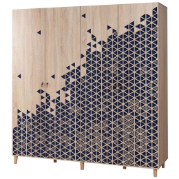 Ντουλάπα Τετράφυλλη Ιmaj 863SPH4223 180x52x192cm Oak-Blue Τετράφυλλη