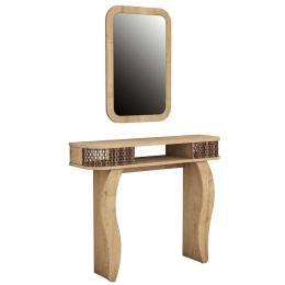 Κονσόλα Με Καθρέπτη Damla 845HCT4004 105x30x85/51x76,5cm Oak-Walnut Μοριοσανίδα, Μελαμίνη