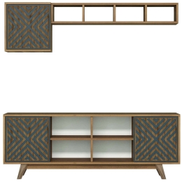 Σύνθεση Τηλεόρασης Inci 845HCT3070 160x35x56,2cm Walnut-Blue