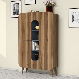 Ντουλάπι Mine 845HCT3907 93x31,8x144cm Walnut-Blue Μοριοσανίδα, Μελαμίνη